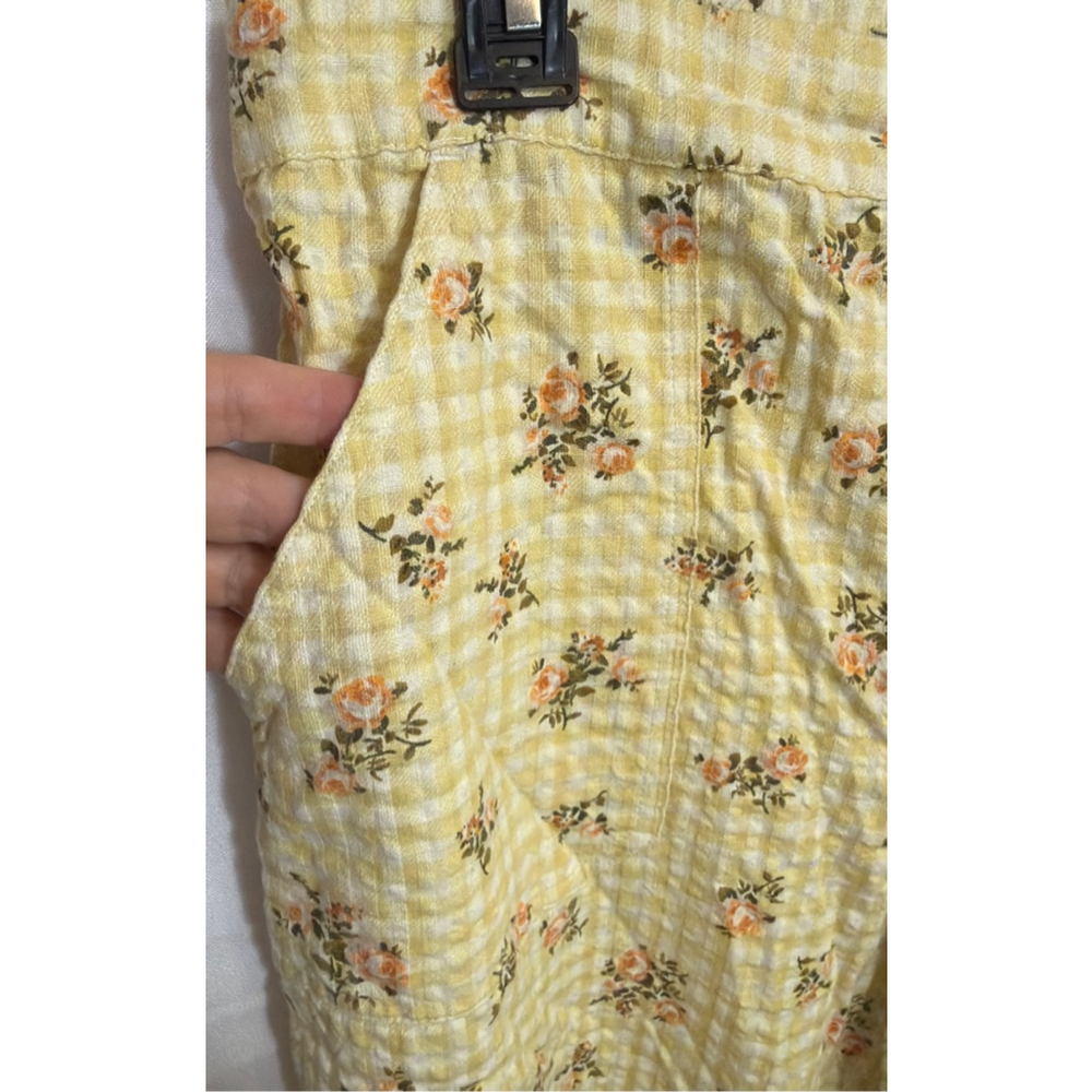 Women's RVCA Floral Gingham High Waist Pants Cottagecore Boho Festival Summer 30 - Picture 4 of 7